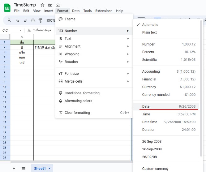 Google Sheet - Date Format